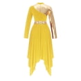 thumbnail image 4 of Alvivi Robe de Danse Liturgique de Louange Métallisée pour Femmes, Tunique Lyrique de Culte d'Église à Ourlet Haut-Bas Jaune P, 4 of 7