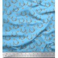 thumbnail image 1 of Soimoi Blue Poly Georgette Fabric Antler & Star Print Fabric by Yard 52 Inch Wide, 1 of 5