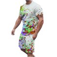 thumbnail image 1 of Men Print Short Sleeves Casual Beach Short Sleeve Round-Neck Blouses & Sets, 1 of 5