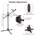thumbnail image 2 of 4 Packs Microphone Boom Arm Stand Dual Mic Clips Adjustable Tripod Phone Holder, 2 of 11