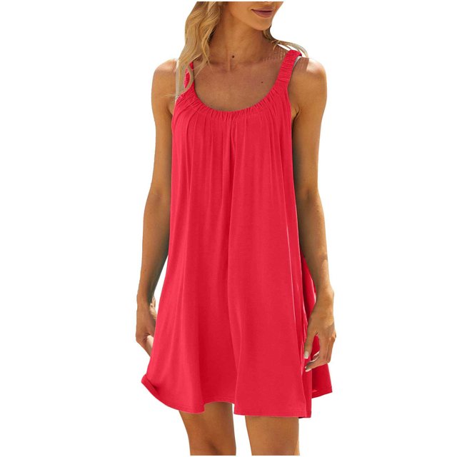 EQWLJWE Longue Robe pour Femmes Robe de Plage pour Femmes Paréo de Bikini Tenue de Plage Décontractée Vacances Courte Été Robes à Col Licou