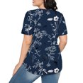 thumbnail image 4 of Hauts d'Été à Manches Courtes Femme Mode 2024 Blouses Plissées Chic Décontractées Col Rond T-Shirts de Couleur Unie (Petit, Bleu 18), 4 of 6