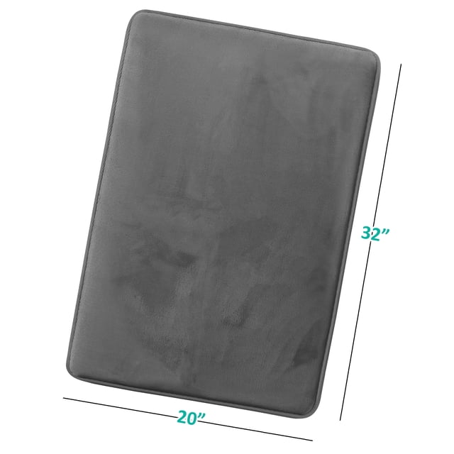 1 Large Clara Clark Bath Mat Bathroom Rug - Absorbent Memory Foam Bath Rugs - Non-Slip, Thick, Cozy Velvet Feel Microfiber Bathrug, Plush Shower, Toilet- Floor Bathmats Carpet - Gray - 20"x32"