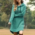thumbnail image 2 of cfhntfmh Robes Chandails pour Femmes Confortables à Manches Longues Robe à Capuche Surdimensionnée Automne Douce Couleur Unie Robe Mini avec Poches, 2 of 5