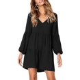 thumbnail image 2 of Robe Tunique d'Été pour Femme à Col en V, Décontractée, Ample et Fluide, Coupe Évasée, 2 of 6