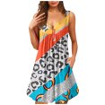 thumbnail image 1 of EGNMCR Robes de Fête pour Femmes Robes d'Été pour Femmes Col Rond Imprimé Sans Manches Tuniques Robes Grande Taille Robes T-Shirt, 1 of 4