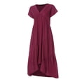thumbnail image 3 of Ketyyh-chn99 Robes Grande Taille pour Femmes Grande Taille Robe Évasée à Fleurs Robe d'Été Manche à Volants Ample Fluide Plissée Robe Mini Rouge,P, 3 of 4