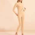 thumbnail image 2 of yoeyez sous-Vêtements Thermiques pour Femmes, Couche de Base Col Rond Manches Longues Thermiques Ensemble de Pyjama Doublé en Molleton Haut Bas pour Temps Froid Hiver Ou Printemps Beige,3TG, 2 of 7