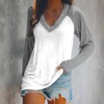 thumbnail image 2 of FAIWAD Women’s Color Block Tunic Top Long Sleeve Patchwork V Neck Plus Size Pullover Top, 2 of 4