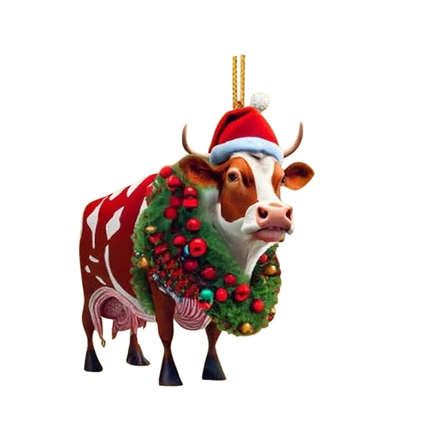 Wzzjkit Christmas Hanging Ornament Personalized Cow Gift Christmas Tree Hanging Decoration for Home Christmas Party Decorations Christmas Tree Decorations