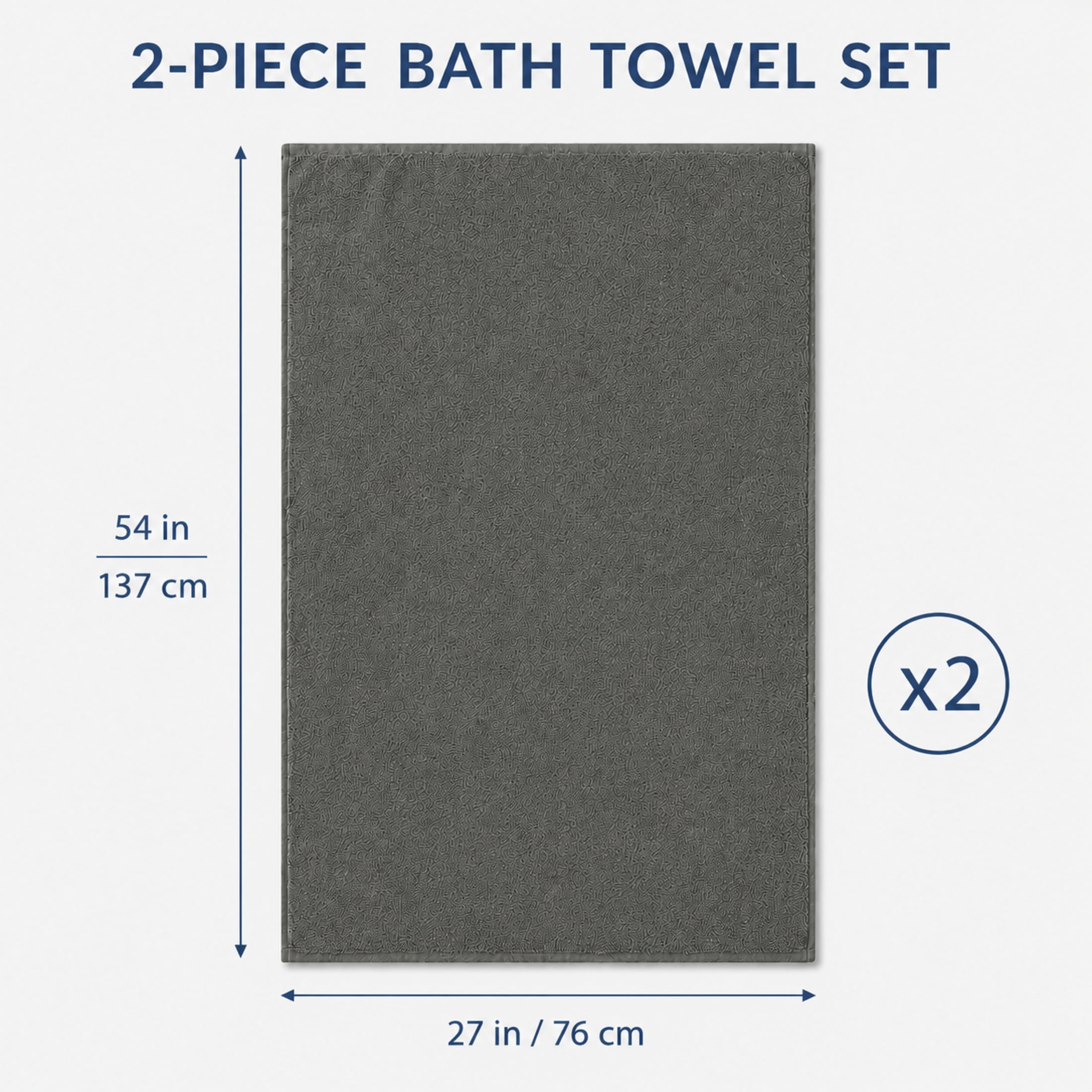 Swift Home 2 Pack Bath Towel Set – 100% Cotton, Luxuriously Soft, Highly Absorbent, Quick Dry, Grey