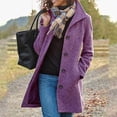 thumbnail image 2 of Pompotops Women's Solid Color Pocket Woollen Coat Recreational Long Sleeve Tops Clearance, 2 of 6