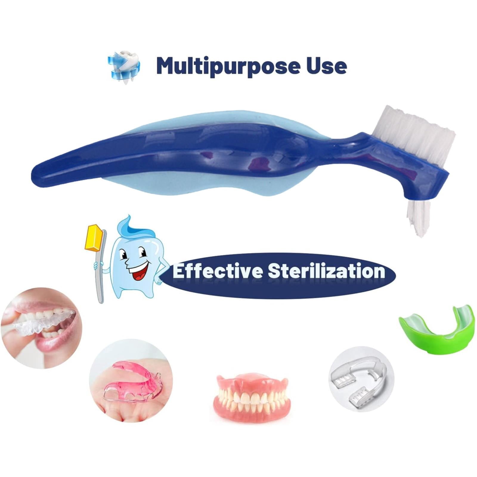 Hard Toothbrush Toothbrush Cleaning Brush Multi Layer And Portable Denture Double Brush,Blue Manual Toothbrush