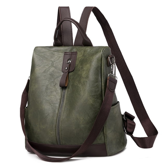yeacher 2023 Sac à Dos Élégant pour Femme en Cuir PU - Sac de Voyage Rétro avec Conception Antivol, Multiples Poches, Imperméable et Durable, Bretelles Ajustables, Vert