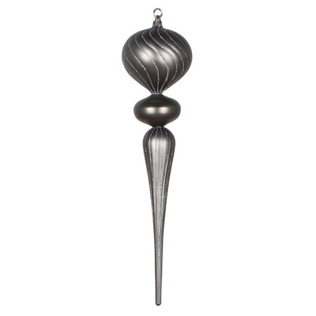 Vickerman MT195487 25 in. Pewter Matte Glitter Finial Ornament