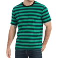 thumbnail image 1 of LEFU Chemises Décontractées Homme Manches Courtes Rayé Vert Blanc Polyester T-Shirt Été Vacances Voyage Chandail de Base Col Rond (L), 1 of 9