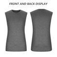 thumbnail image 4 of Men's Grey Sleeveless Tank Tops Crewneck Solid Loose Fit Shirt Workout Sport Shirts Running Tank Tops, 4 of 5