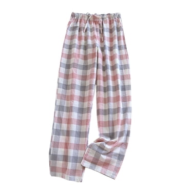 MeetoTime Pantalon de Pyjama pour Femmes, Maison, à Carreaux, Taille Élastique, Jambe Grand, Pantalon Décontracté pour Dormir