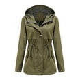 thumbnail image 2 of Manteau de Pluie Uni pour Femmes Manteaux d'Extérieur Imperméables Imperméable à Capuche Coupe-Vent, 2 of 9