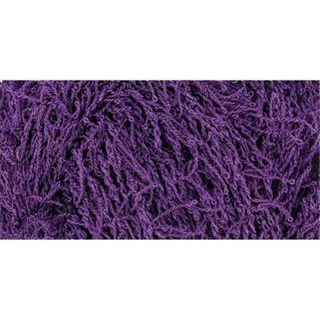 Red Heart® Scrubby™ Yarn, polyester #4 medium weight in deep purple, close-up showing textured fibers suitable for knit or crochet dishcloths and quick-drying exfoliating washcloths.