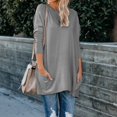 thumbnail image 1 of Jsaierl Hauts Grande Taille pour Femmes Manches Longues Tunique Ample Simple Couleur Unie Blouses Longues Tendance Décontractées Col Rond avec Poches, 1 of 4