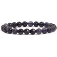 thumbnail image 1 of Natural Iolite Gemstone 8mm Round Beads Stretch Bracelet 7 Inch Unisex, 1 of 3