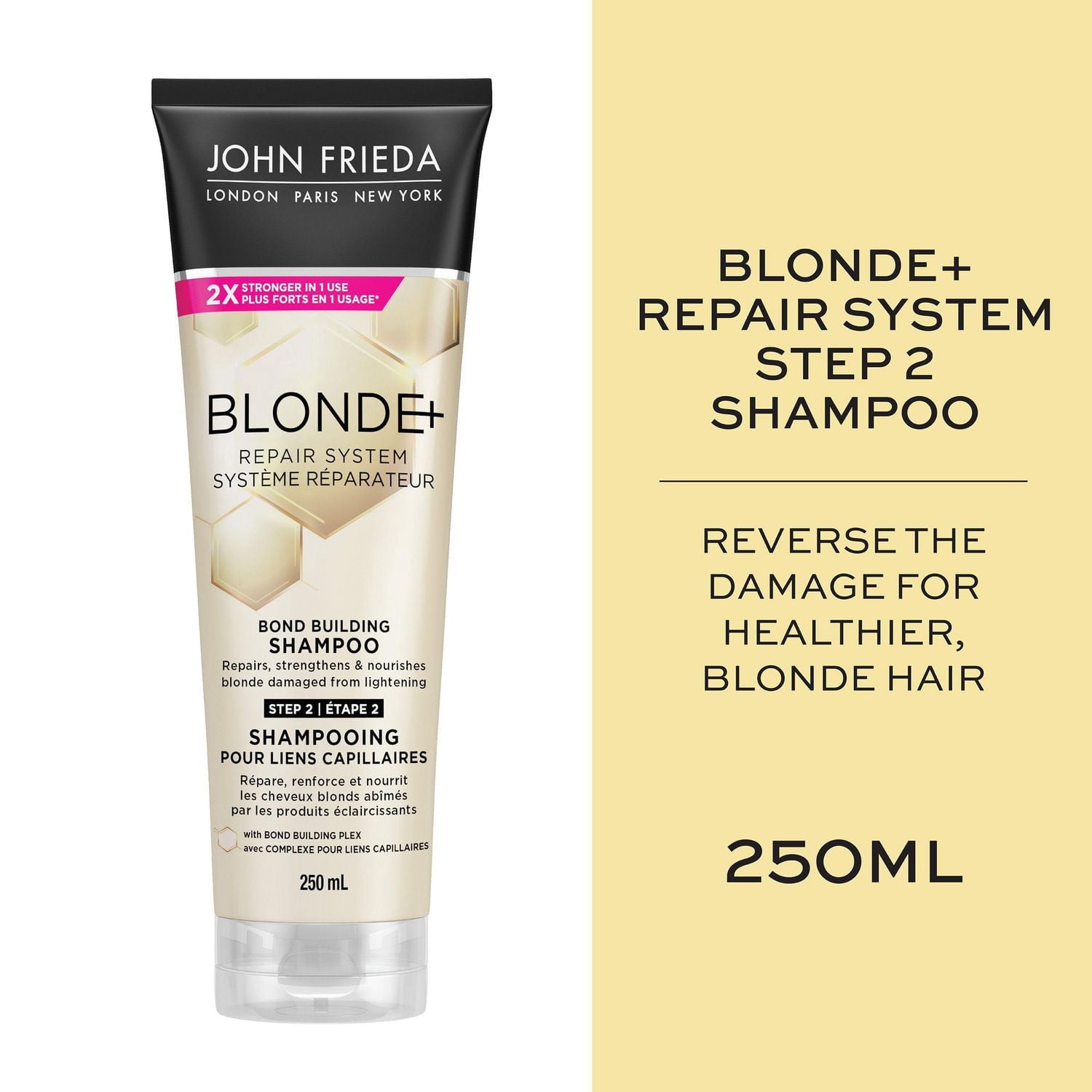 John Frieda Blonde+ Repair System, Bond Building Shampoo, for Damaged Blonde Hair | STEP 2