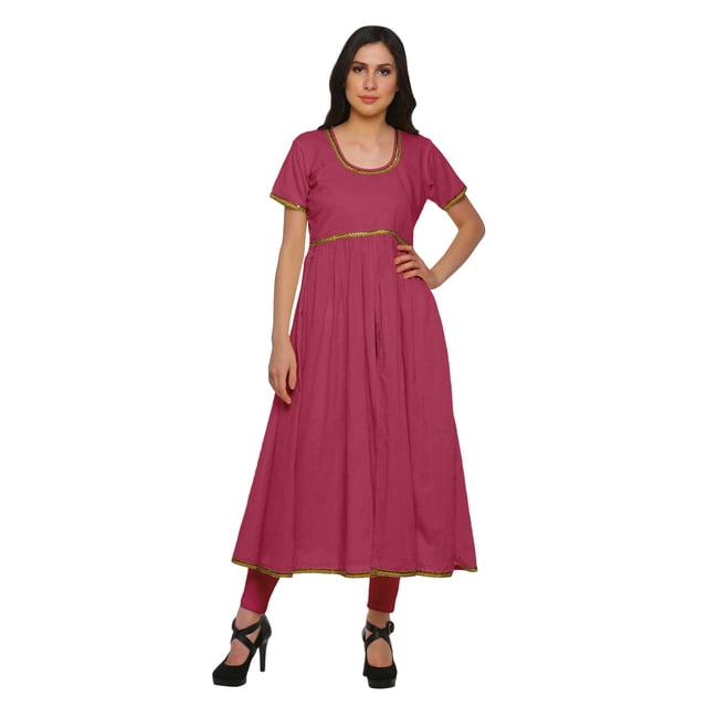 Moomaya Long Bollywood Designer Kurti WoMen's Solid Maxi Kurta Front Slit Tops