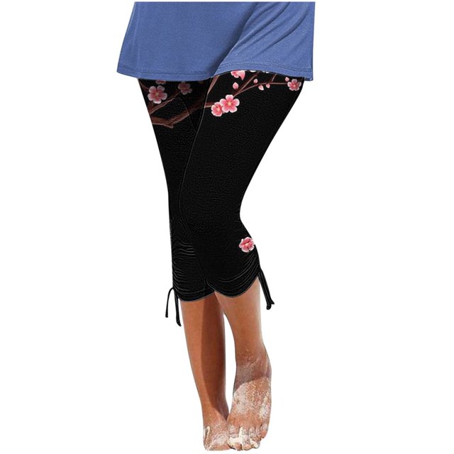 Pantalon Cargo pour Femmes à Coupe Décontractée par Generic TG, Capris Décontractés Noirs Unis, à Cordon, Raccourcis, Légers, 1 Unité