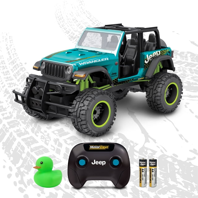 Motor Dayz 1:10 scale Duck Jeep Wrangler Remote Control Truck, Teal