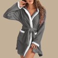 thumbnail image 1 of RXIRUCGD Mode Femmes Décontracté Uni Manches Longues Dames Ample Poche Garder au Chaud Peignoirs Faux Velours Tenue de Nuit Robe Chemises de Nuit( Gris, Taille:TG ), 1 of 6