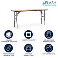 thumbnail image 4 of 18'' x 72'' Rectangular Wood Folding Training / Seminar Table with Smooth Clear Coated Finished Top, 4 of 9