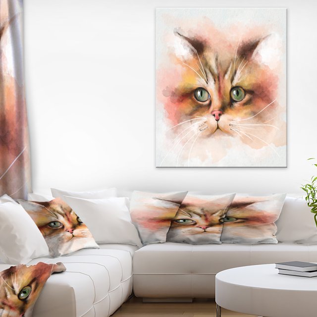 Aquarelle Chat Brun Attrayant - Impression d'Art sur Toile d'Animaux