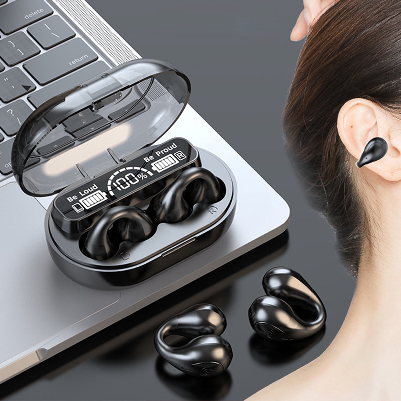 Birdeem Speakers Bluetooth Wireless,Bluetooth Sports Headphones Wireless Earbuds Bluetooth Ear Clip Type Light-Weight Headphones Built-In Microphone Immersive Sound with Charging Case