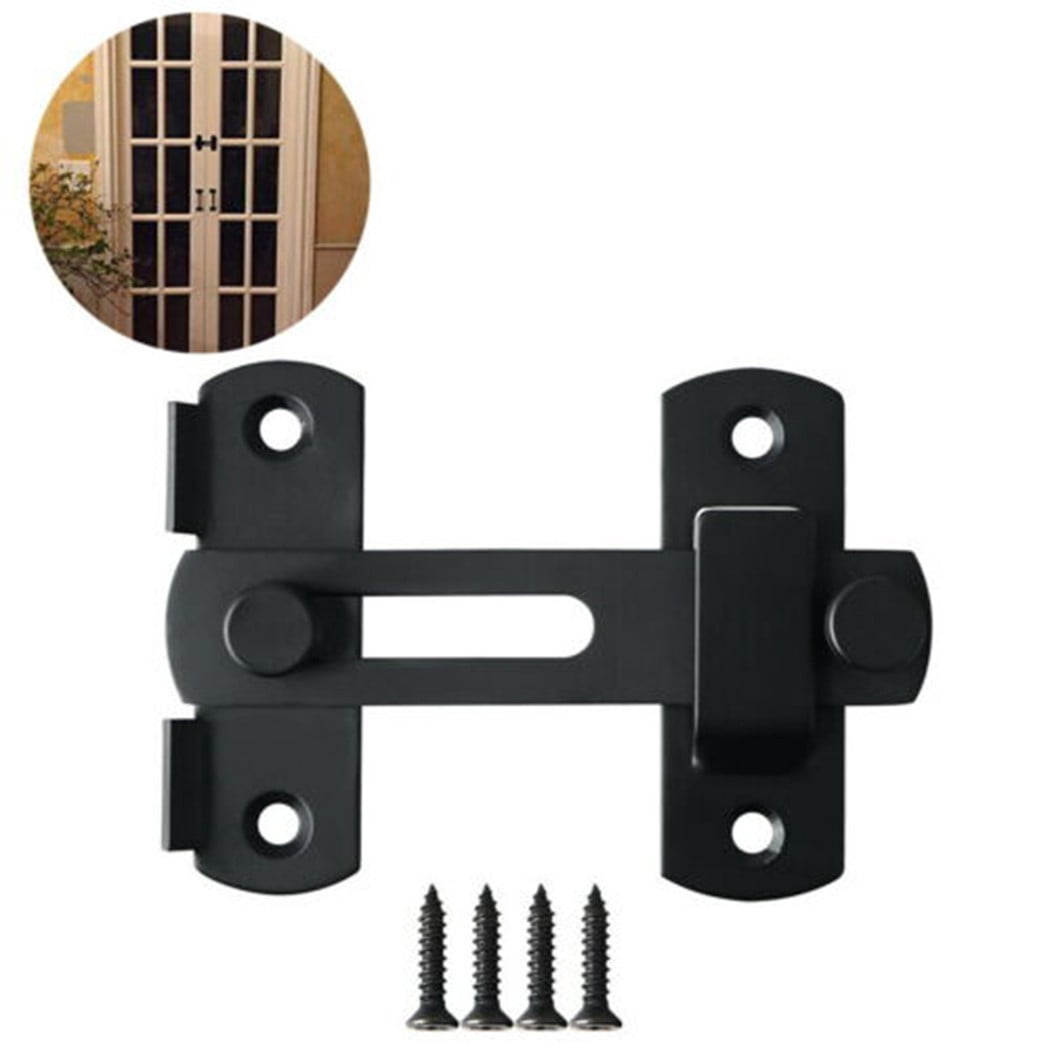 Allume 2 Ensembles Loquets de Portail en Acier Inoxydable Loquet à Bascule Loquet de Sécurité de Porte Verrou de Loquet, Noir Mat Noir