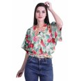 thumbnail image 2 of Moomaya Hauts à Manches Boxy Imprimés pour Femmes, Col en V, Taille Élastique, Kimono, 2 of 4
