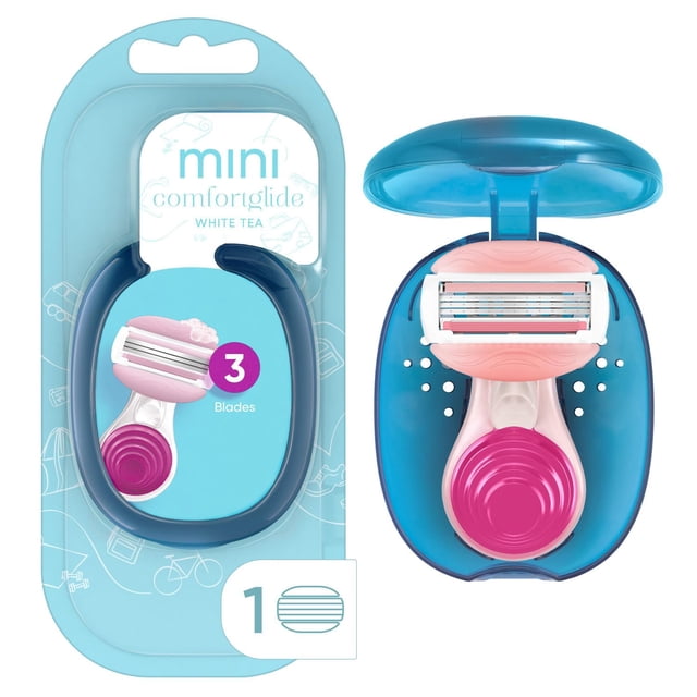 Gillette Venus Mini On The Go Women's Razor Handle with 1 ComfortGlide White Tea Scent Blade Refill + 1 Travel Case