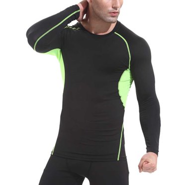 asjyhkr Chandails de Compression pour Hommes Manches Longues Entraînement Athlétique Course T-Shirts Été Séchage Rapide Hauts de Performance pour Sports