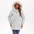 thumbnail image 3 of Women's Solid Mid Length Jacket With Large Collar And Warm Winter Coat,Size:S, 3 of 7