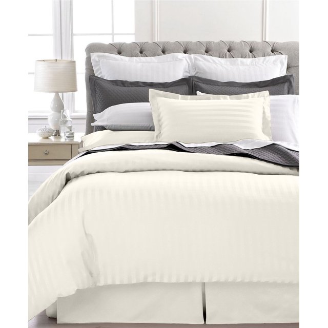 Ultra Soft 1800 Series 3 PC Striped Duvet Set (King, Ivory)