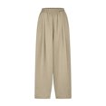 thumbnail image 4 of LSLJS Women's Spring and Solid Color Elastic Waist Cotton Linen Versatile Straight Tube Casual Wide Leg Pants Womens Work Pants, 4 of 6
