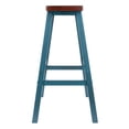 thumbnail image 3 of Satori Saddle Seat Bar Stool, Rustic Teal and Walnut Finish, 3 of 4