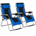 thumbnail image 1 of Gymax 2PCS Folding Chair Padded Lounge Chair w/ Beech Armrests Blue, 1 of 10