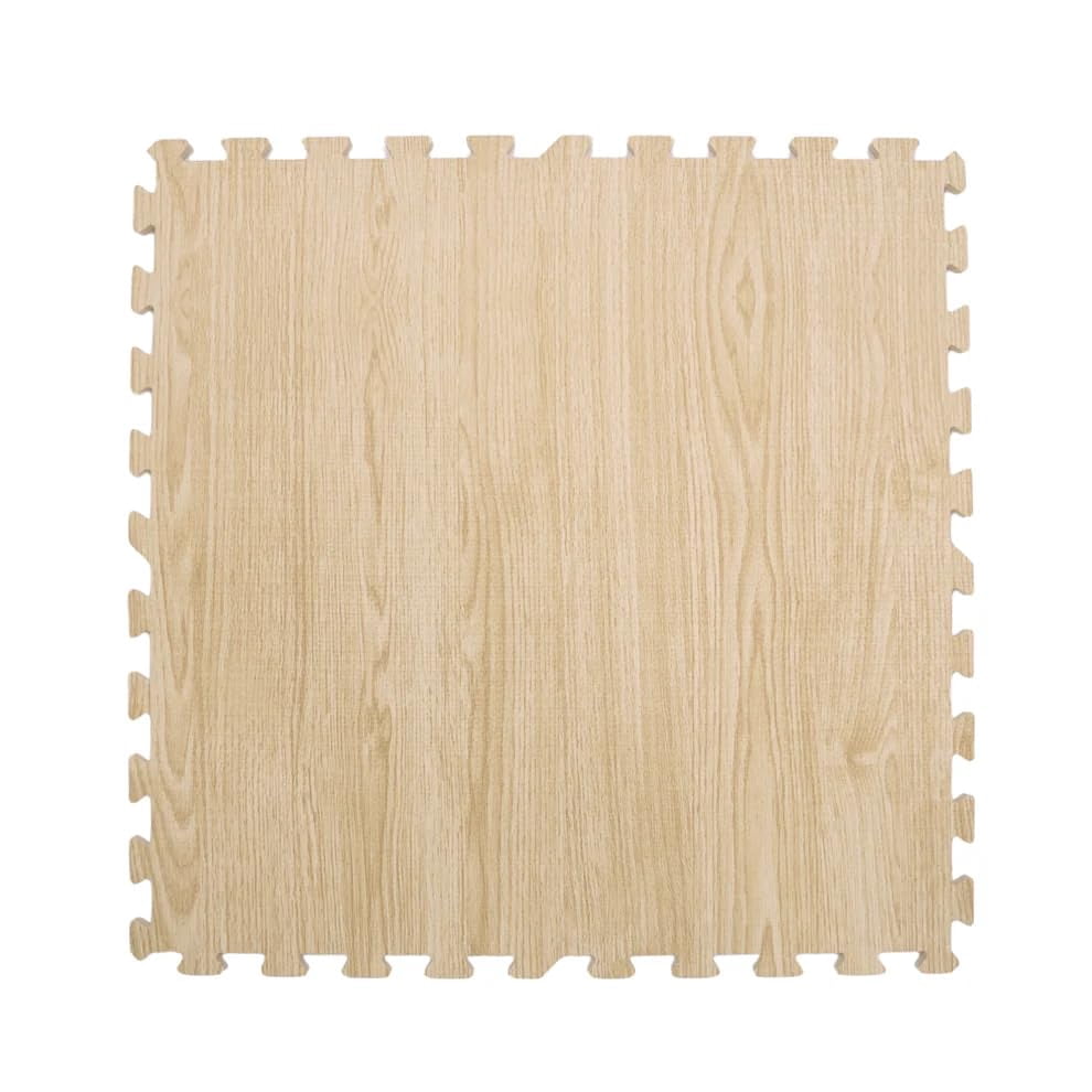 Element Fitness 0.5 in Thick 24 Sq Ft Exercise Equipment Mats, 6 Foam Tiles with High Density EVA Foam, Large Interlocking Garage Gym Flooring for Home Gym- Light Oak