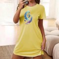 thumbnail image 2 of Mrat Robes pour Femmes Vêtements de Nuit Robe pour Femmes Vêtements de Nuit Manches Courtes Chemise de Nuit Décontractée Imprimée Robe de Nuit Ample Confortable Pyjama Nuisette S-92 Jaune m, 2 of 7