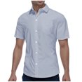 thumbnail image 1 of Men's Button Sleeve Lapel Short Sleeve Shirt - Polyester, Business Casual, Solid Color, Comfort Fit, 1 of 7