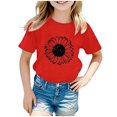 thumbnail image 1 of PMVFHDE T-Shirt Graphique pour Enfants à Imprimé Tournesol, Col Rond, Manches Courtes, Haut Décontracté, Tee pour Fille, 3-Rouge, 3-4 Ans, 1 of 4