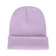 thumbnail image 1 of Men Women Solid Color Warm Woolen Knitted Cap Fluorescent Cuffed Beanie Hat, 1 of 10