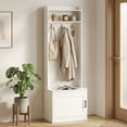 thumbnail image 2 of HOMCOM Rustic Hall Tree with Shoe Storage Bench and Coat Rack, White, 2 of 10