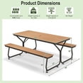 thumbnail image 3 of Costway 6FT Picnic Table Bench Set Outdoor HDPE Heavy-Duty Table for 6-8 Person Brown, 3 of 10